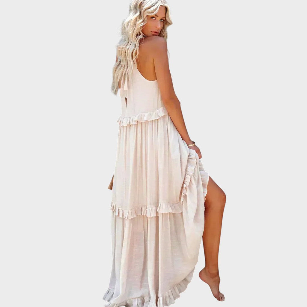 Women's Sleeveless Ruffle Trim Dress