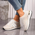 Women's Leopard Print Lace-Up Sneakers