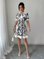 Women's Printed Button-Front Mini Dress