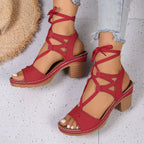 Women's Lace-Up Block Heel Sandals