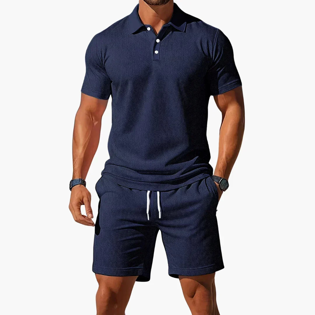 Men's Elegant Polo Shirt Set - Navy Blue