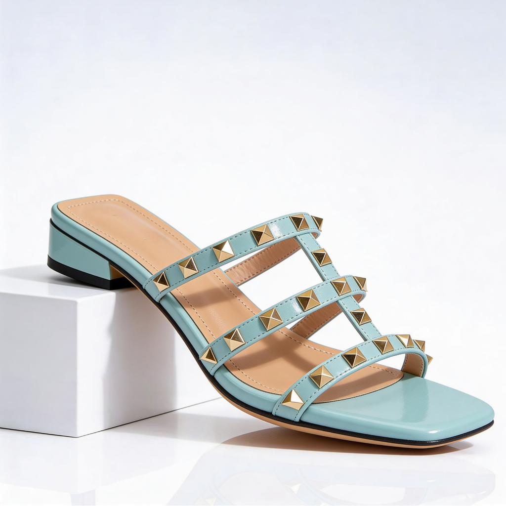 Women's Embroidered Sandals - Light Blue