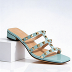 Women's Embroidered Sandals - Light Blue