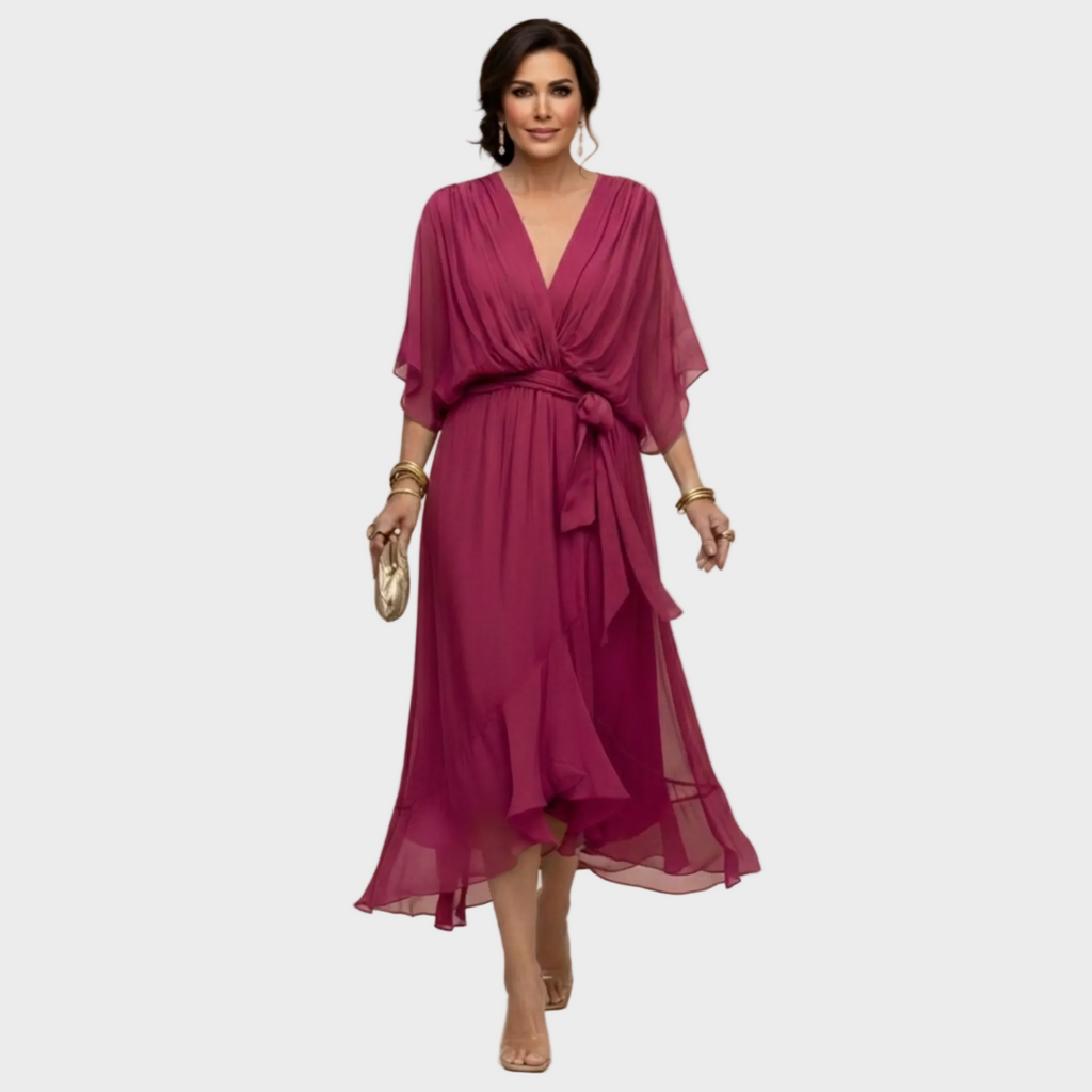 Women's V-Neck Dress - Dark Purple