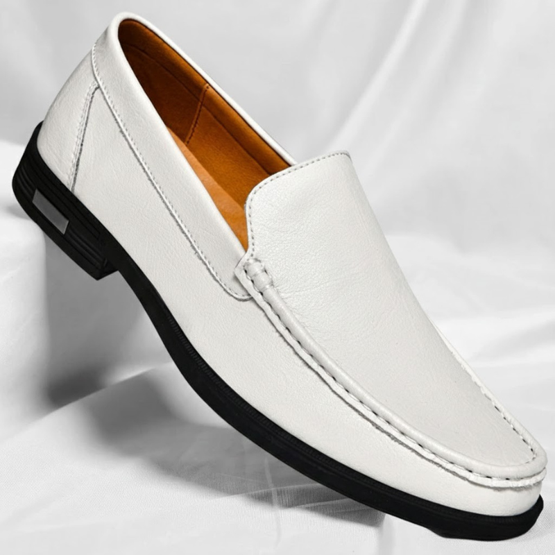 Men's Italian Leather Loafers - White