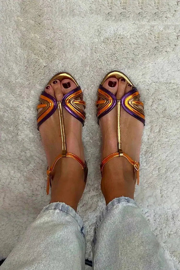 Women's Gold Buckle Sandals - Gold