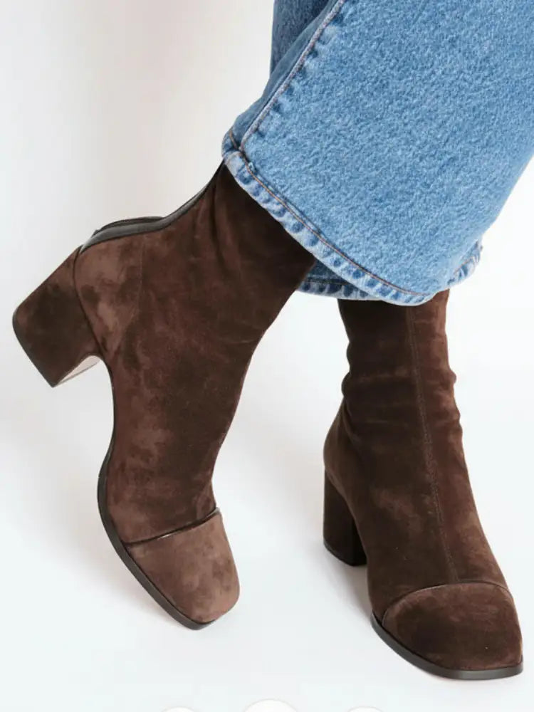 Women's Stable Heel Ankle Boots - Dark Brown