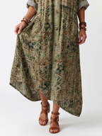Women's Oversized Button-Front Midi Dress with Pockets