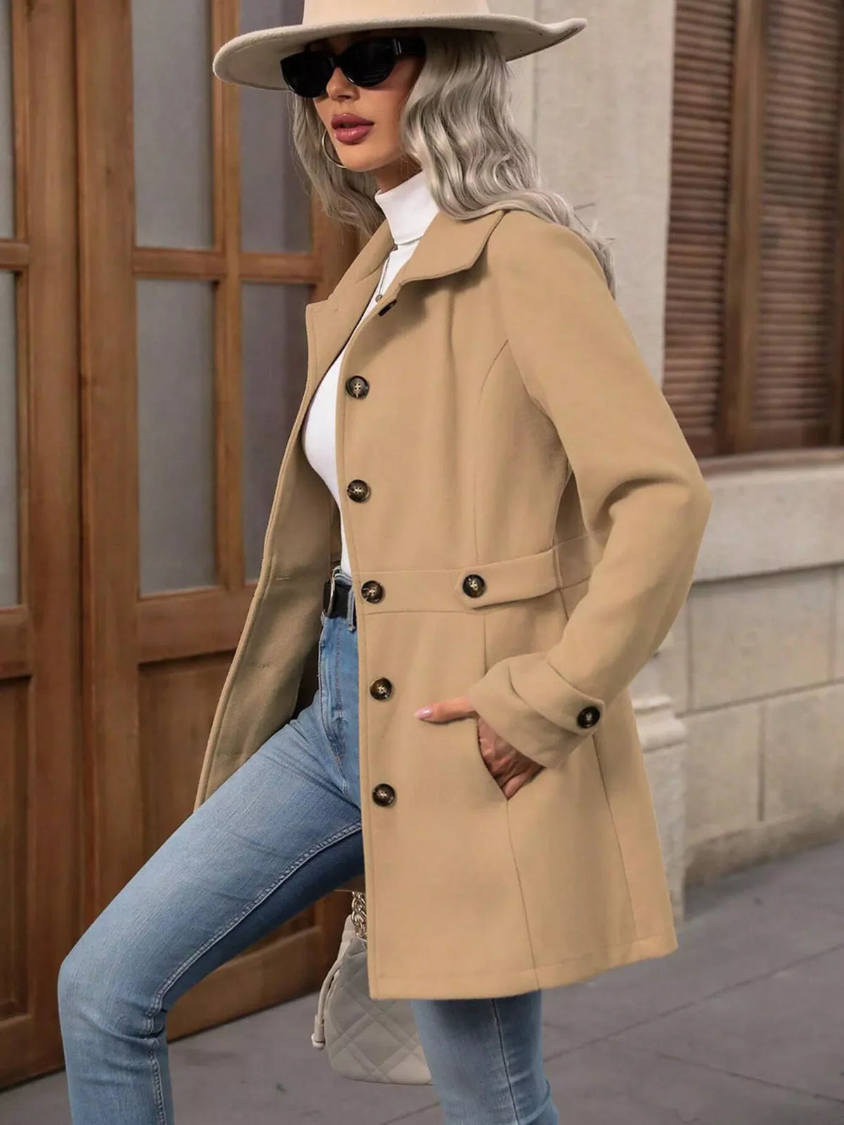 Women's Casual Long Sleeve Button-Up Jacket