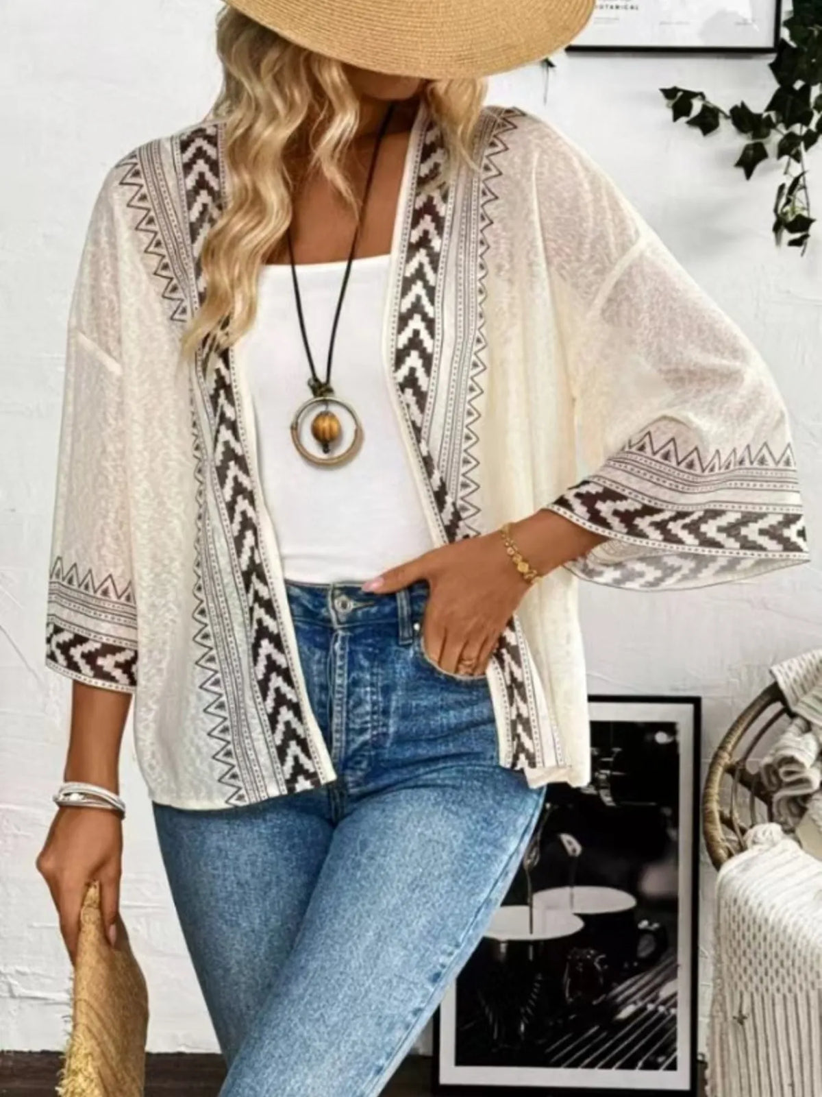 Women's Open Front Kimono Cardigan Lightweight Boho Summer Jacket