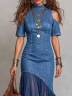 Women's Off-Shoulder Maxi Dress with Ruffle Hem