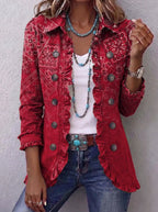 Women's Pleated Ruffle Office Blazer - Red Square Toe
