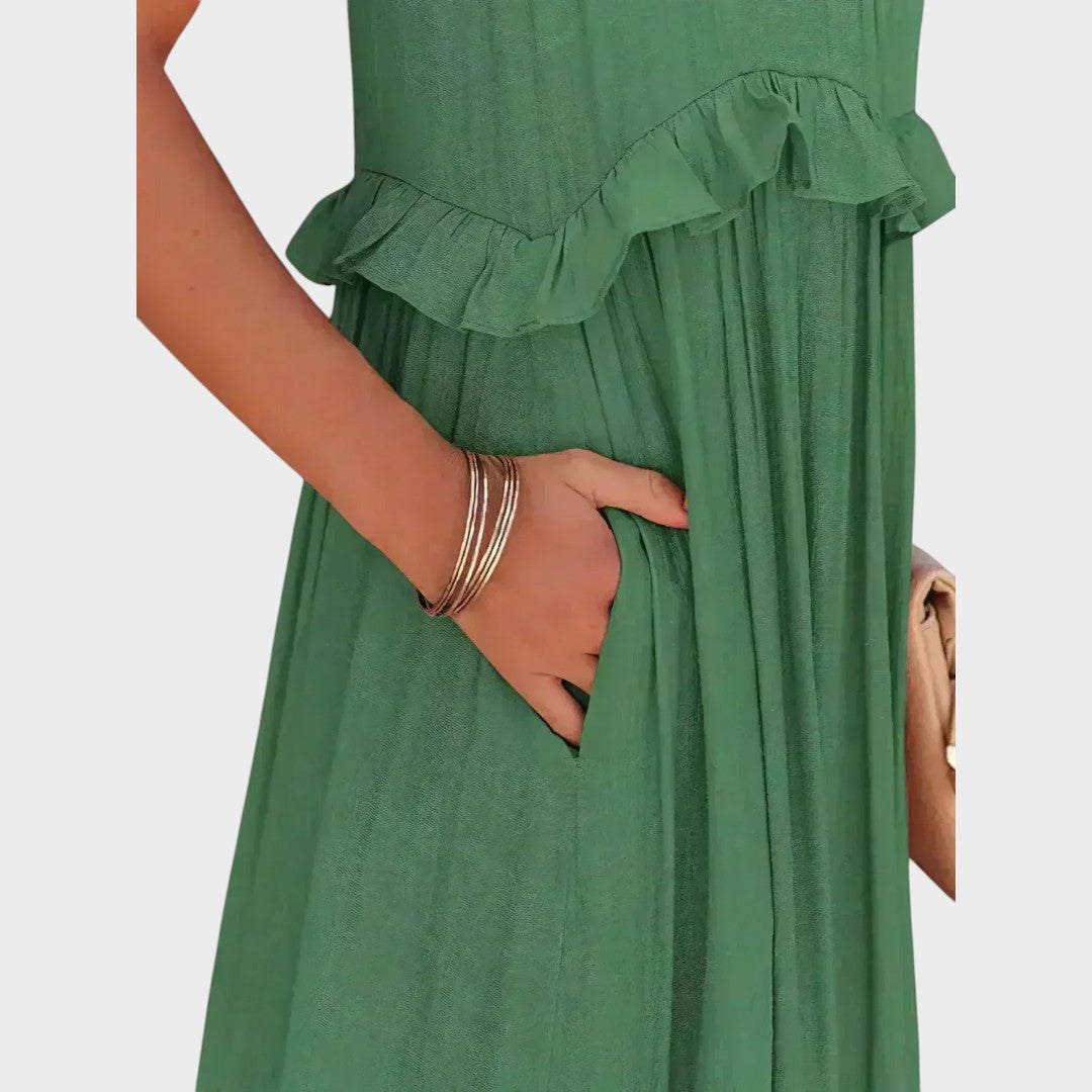 Women's Sleeveless Ruffle Trim Dress