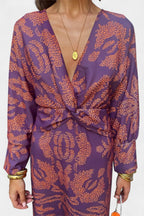 Women's V-Neck Knot-Front Maxi Dress - Purple