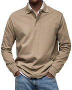 Men's Long Sleeve Polo Shirt - Khaki