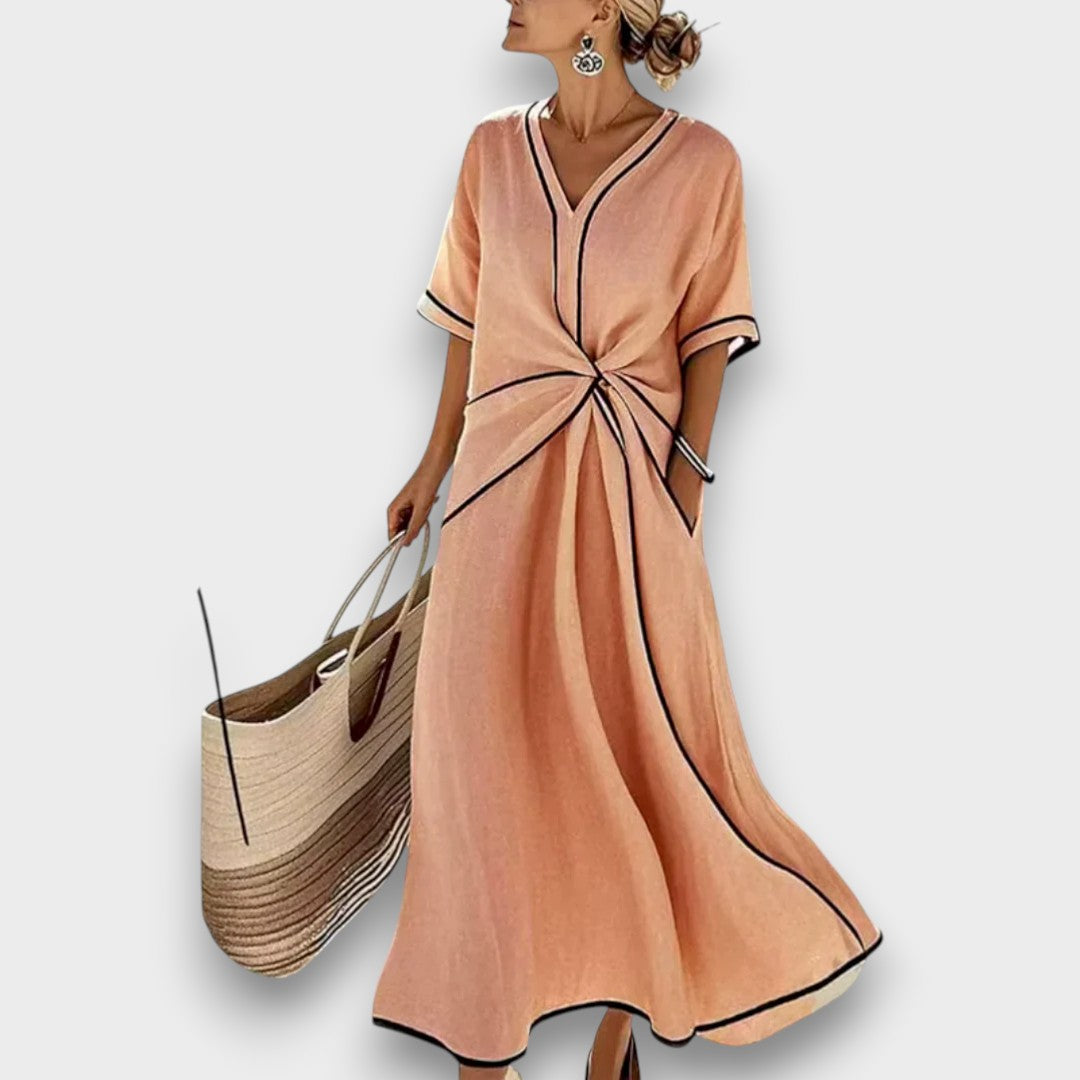 Women's Striped Summer Dress - Orange