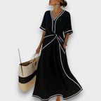 Women's Striped Summer Dress - Black