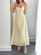 Women's Textured Sweetheart Neck Open-Back Dress