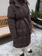 Women's Long Belted Puffer Coat