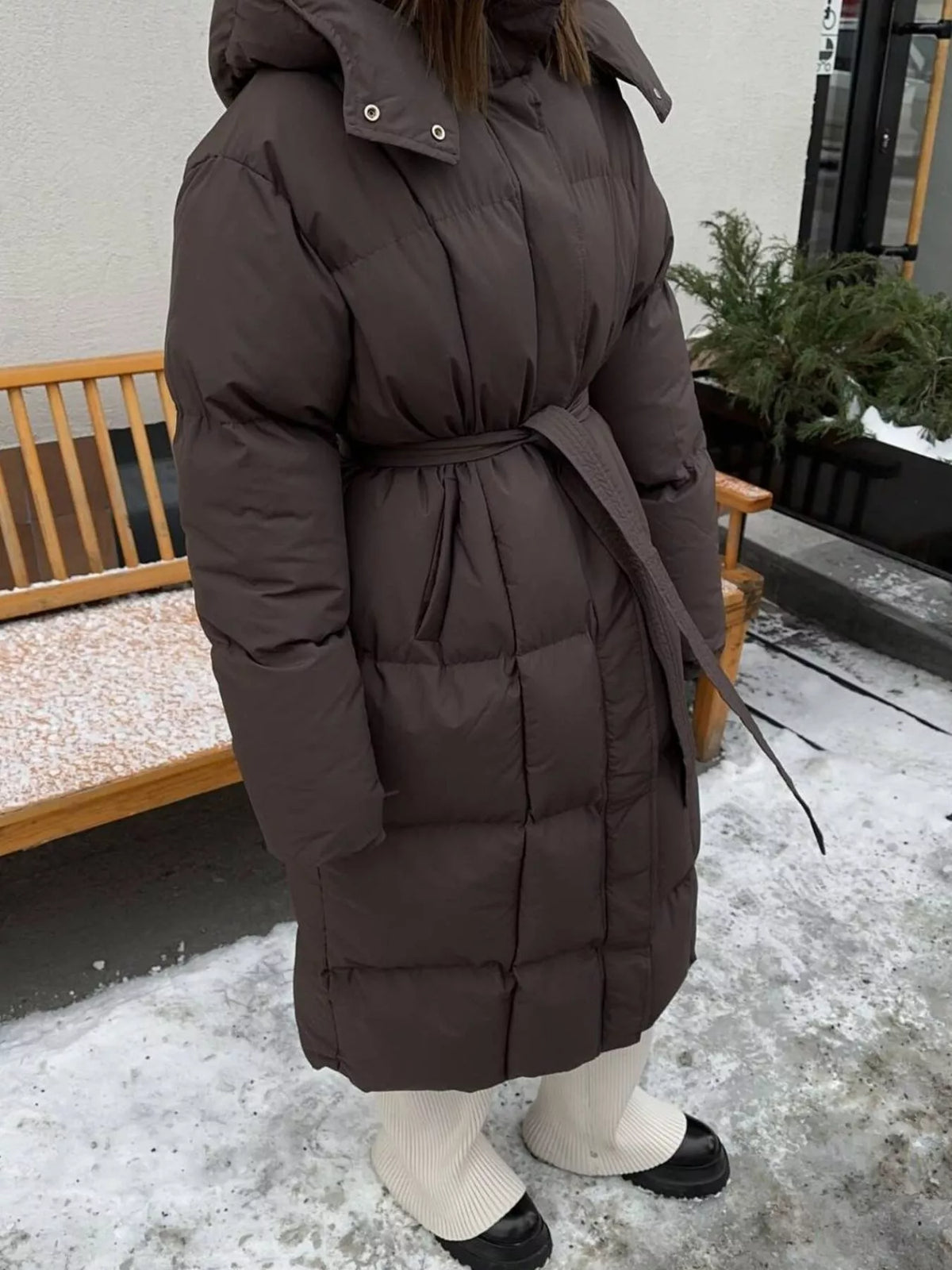 Women's Long Belted Puffer Coat