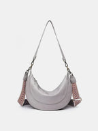 Women's Leather Crossbody Bag with Removable Strap - Light Gray