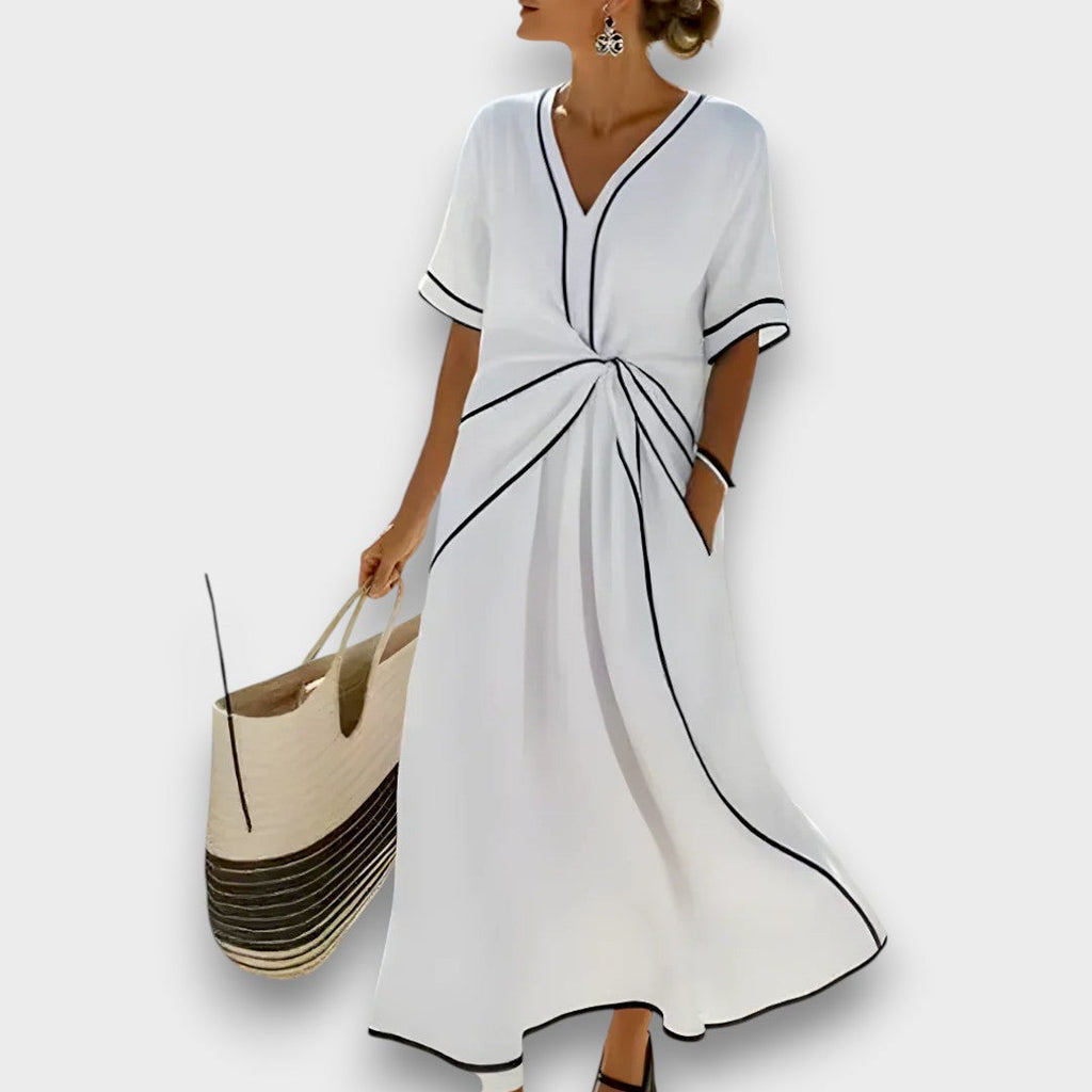 Women's Striped Summer Dress - White