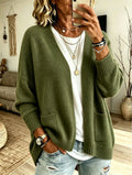 Women's Soft Knit Cardigan Coat - Army Green