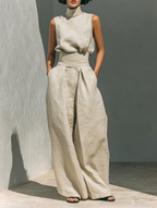 Women's Relaxed Minimalist Set - Beige