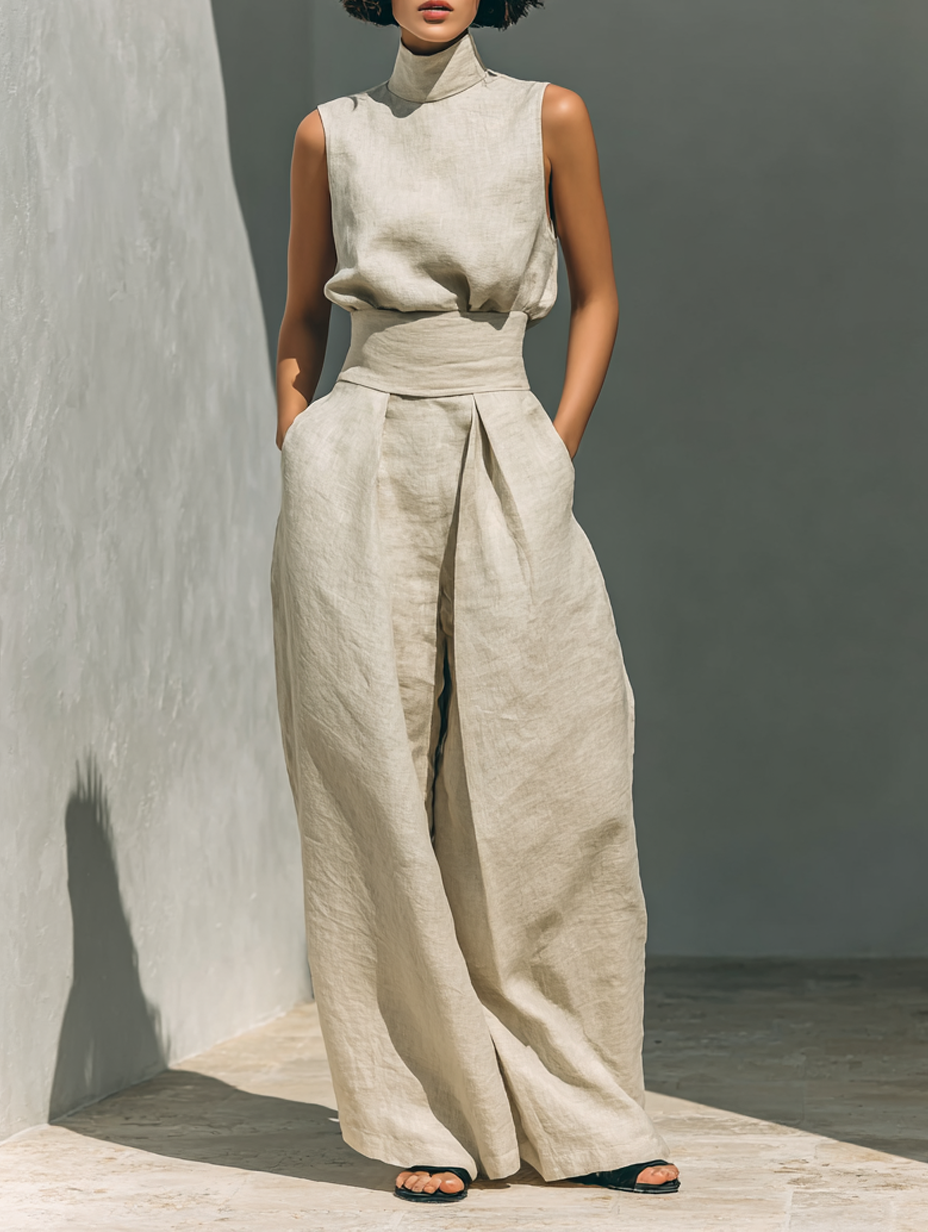 Women's Relaxed Minimalist Set - Beige