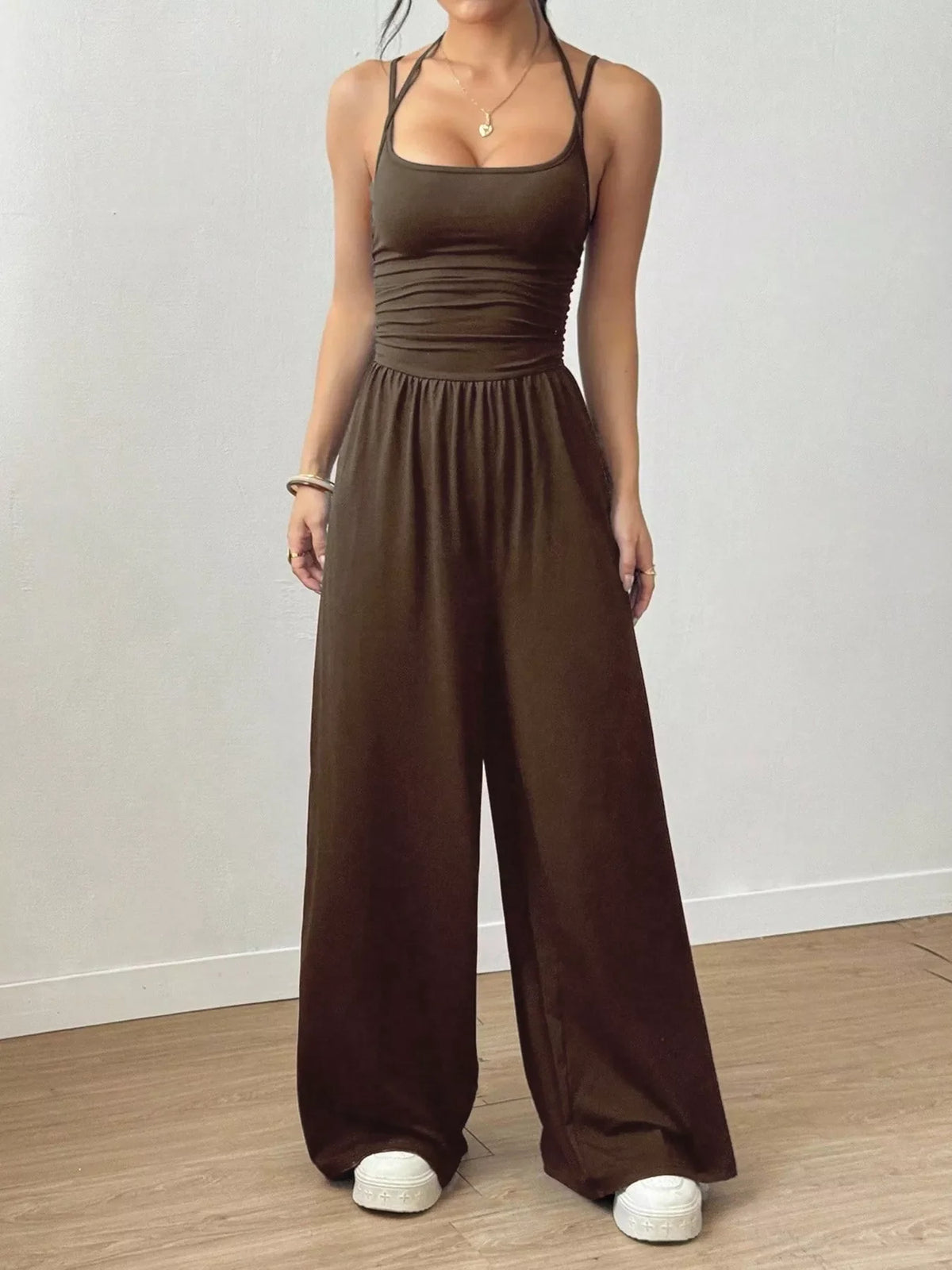 Women's Spaghetti Strap Wide-Leg Jumpsuit