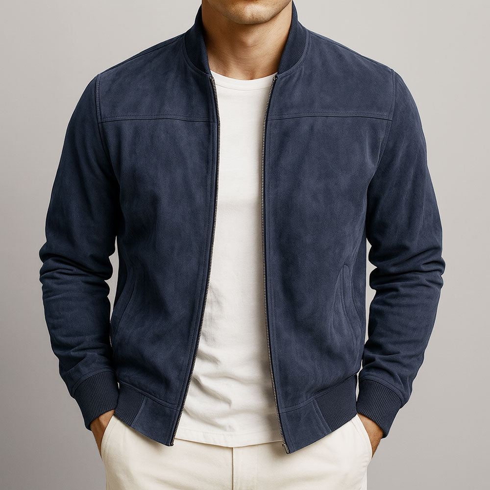 Men's Classic Suede Urban Jacket - Navy Blue