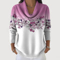 Women's Floral Turtleneck Sweater - Lilac