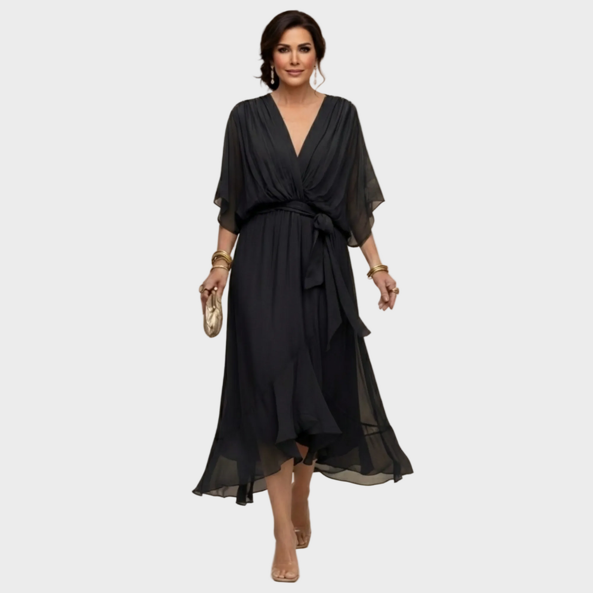 Women's V-Neck Dress - Black