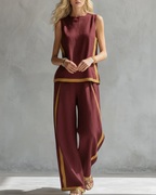 Women's Elegant Two-Piece Set - Burgundy