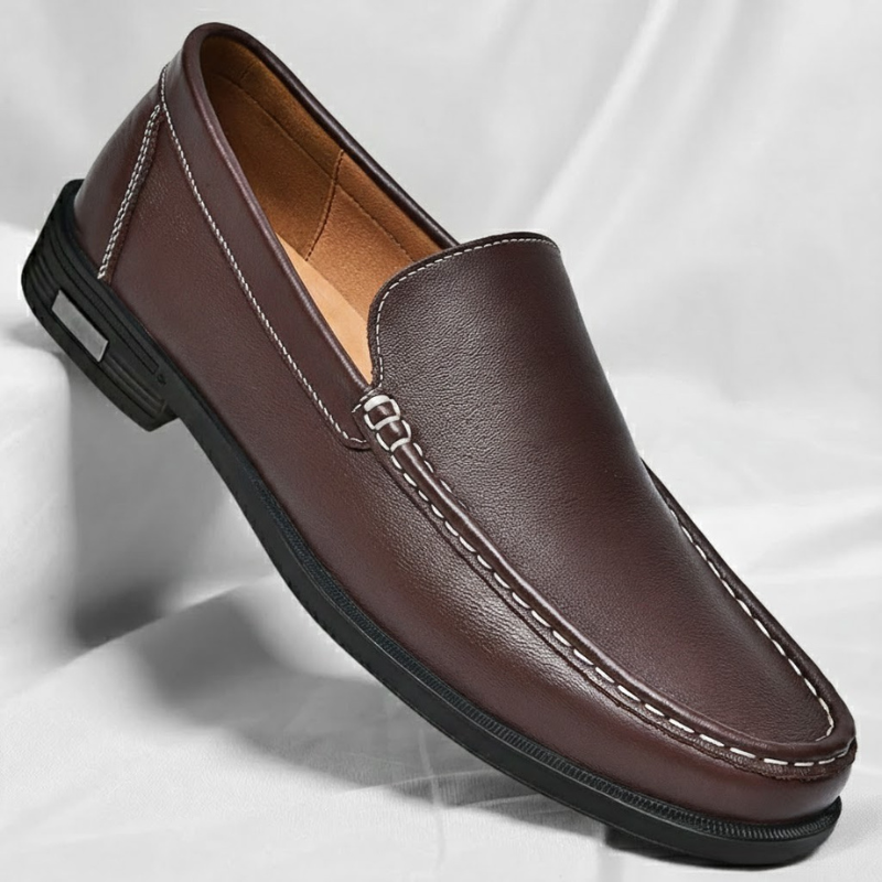 Men's Italian Leather Loafers - Brown