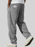 Men's Corduroy Pants with Elastic Waist - Gray