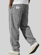 Men's Corduroy Pants with Elastic Waist - Gray