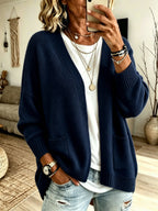 Women's Soft Knit Cardigan Coat - Navy Blue