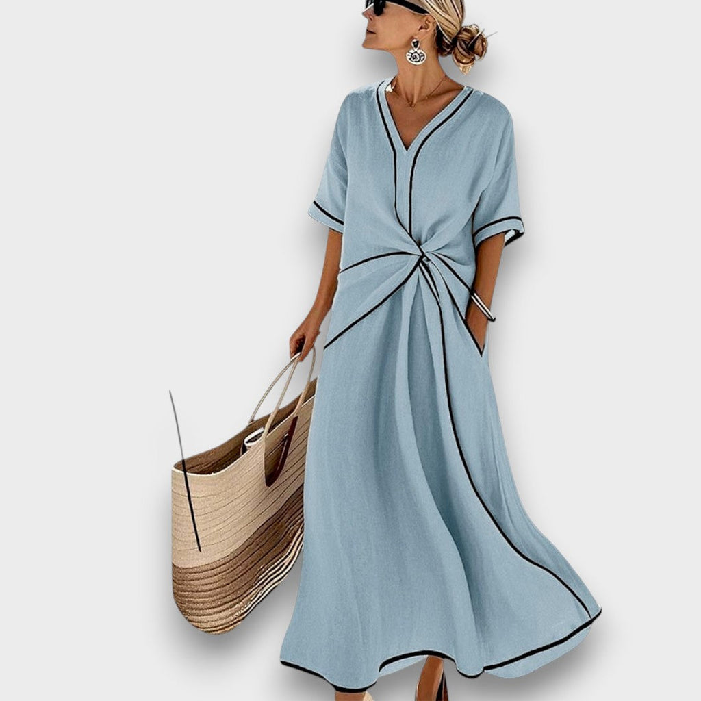 Women's Striped Summer Dress - Blue