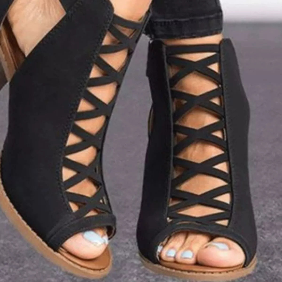 Women's Peep-Toe Block Heel Sandals