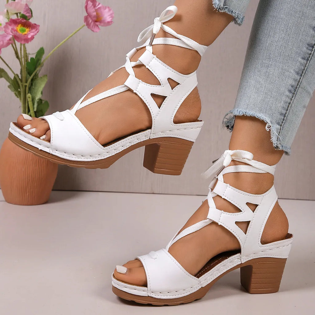 Women's Lace-Up Block Heel Sandals
