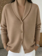 Women's Soft Knit Lapel Cardigan - Khaki