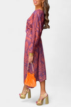 Women's V-Neck Knot-Front Maxi Dress