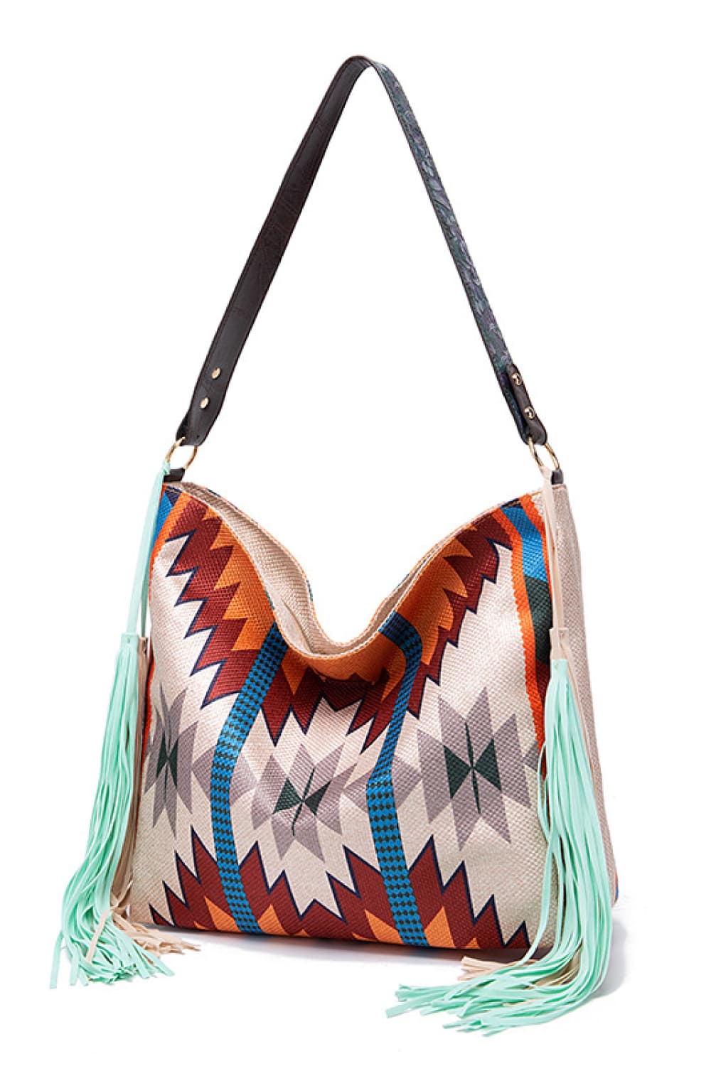 Women's Geometric Print Canvas Tote Bag - Cream