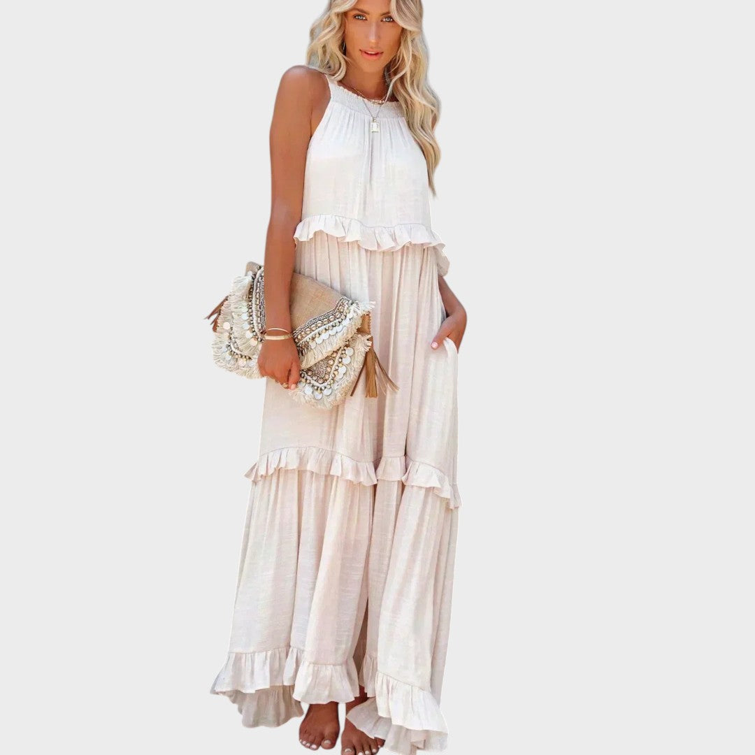 Women's Sleeveless Ruffle Trim Dress