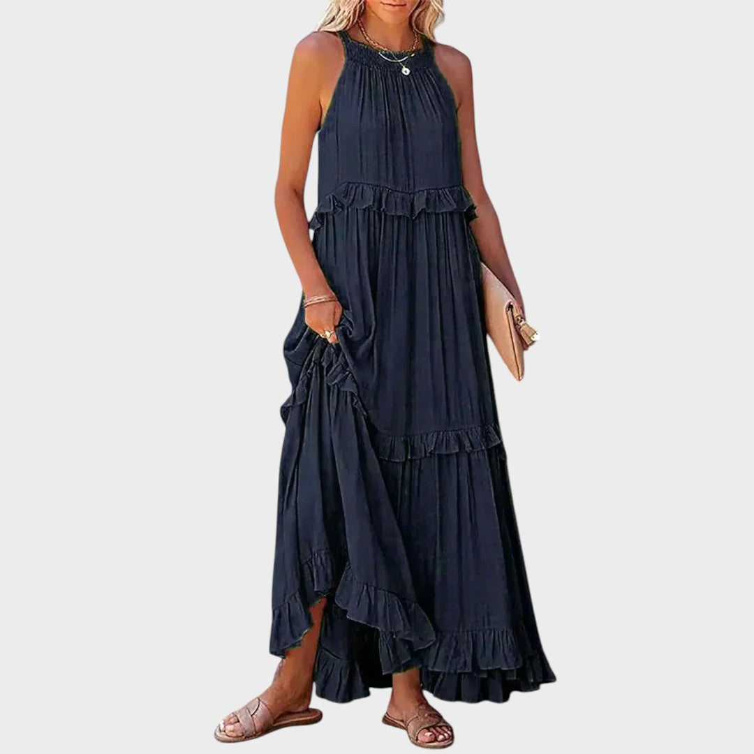 Women's Sleeveless Ruffle Trim Dress