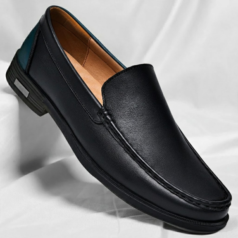 Men's Italian Leather Loafers - Black
