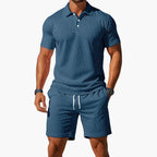 Men's Elegant Polo Shirt Set - Blue
