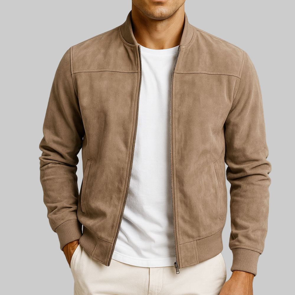Men's Classic Suede Urban Jacket - Brown