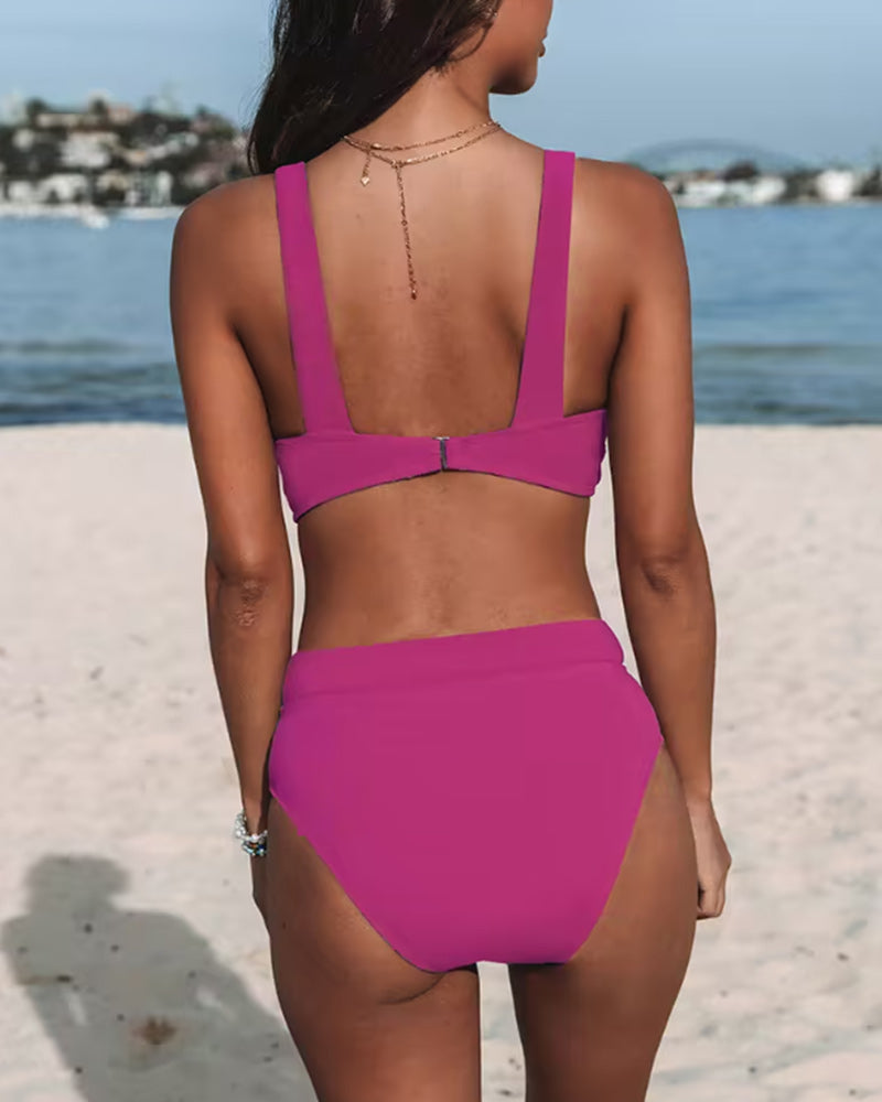 Women's High-Waisted Solid Swimsuit